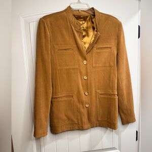 Naf Naf Golden Caramel Darsatex Stretch Jacket Small Tailored Pockets